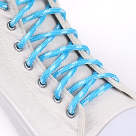 Шнурки для обуви, пара, круглые, 5 мм, 120 см, цвет голубой/белый