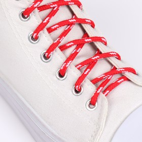 Шнурки для обуви, пара, круглые, 5 мм, 120 см, цвет красный/белый
