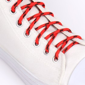 Шнурки для обуви, пара, круглые, 5 мм, 120 см, цвет красный/чёрный