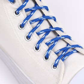 Шнурки для обуви, пара, круглые, 5 мм, 120 см, цвет синий/белый