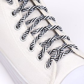 Шнурки для обуви, пара, круглые, 5 мм, 120 см, цвет чёрный/белый
