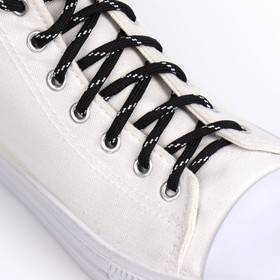 Шнурки для обуви, пара, круглые, 6 мм, 120 см, цвет чёрный/белый