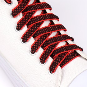 Шнурки для обуви, пара, плоские, 10 мм, 120 см, цвет чёрный/красный