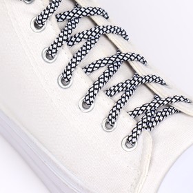 Шнурки для обуви, пара, круглые, 6 мм, 120 см, цвет белый/чёрный