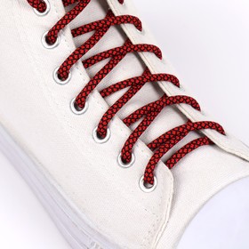 Шнурки для обуви, пара, круглые, 6 мм, 120 см, цвет красный/чёрный