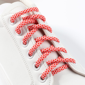 Шнурки для обуви, пара, круглые, 6 мм, 120 см, цвет красный/белый