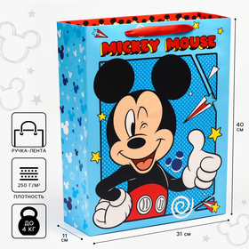 Пакет подарочный "Mickey Mouse", Микки Маус, 31х40х11,5 см 7153504