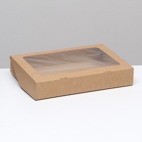 Foldable box, with window, Kraft, 28 x 20 x 5 cm