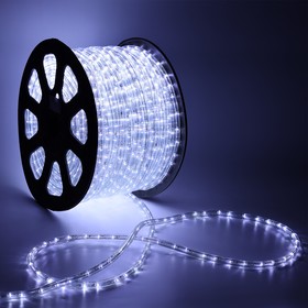 LED шнур 13 мм, круглый, 100 м, фиксинг, 2W-LED/м-36-220V. набор д/подкл, ЛЕДЯНОЙ БЕЛЫЙ