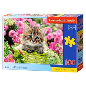 Пазл «Котёнок в саду», 100 элементов