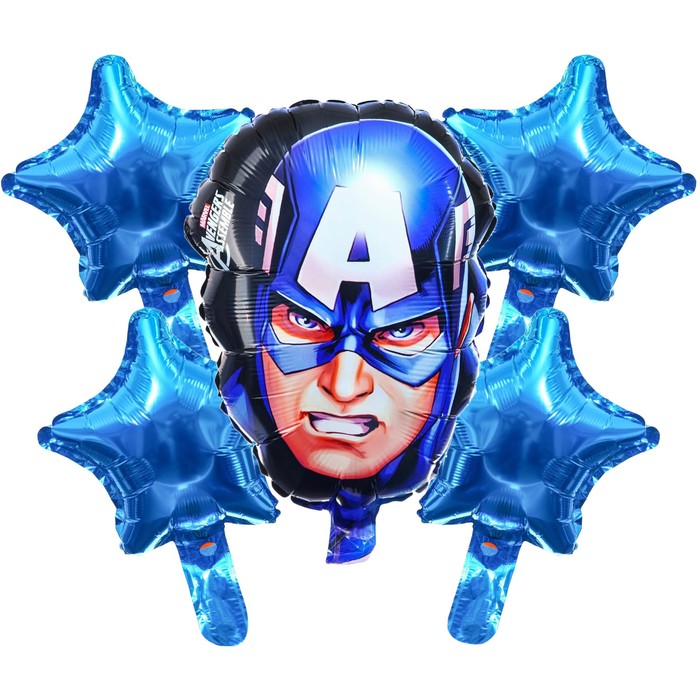 Набор фольгированных шаров "Капитан Америка", 4 звезды, Мстители - фото 1733517