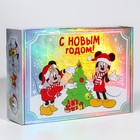 Коробка подарочная складная "С новым годом!" Микки Маус 31х22х9,5 см - фото 1733558