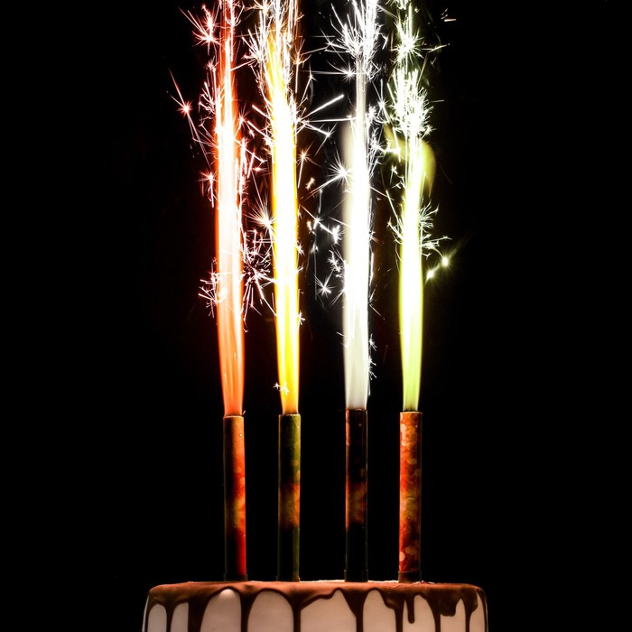 Набор тортовых свечей фонтанов "Неон", 12,5 см, 4 шт, цветное пламя - фото 800534534