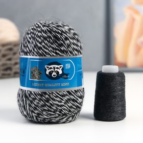 Пряжа "Mink wool" 90% пух норки,10% полиамид 350м/50гр + нитки  (840 - зебра)