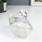 Шкатулка стекло "Лебедь" прозрачная 11,5х13,5 см
