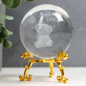 Сувенир стекло "Милый медвежонок" d=6 см ажурная подставка 8,5х6х6 см в Донецке