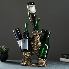 Подставка под бутылку "Моряк с трубкой" под три бутылки 36х30х22 см, бронза с позолотой