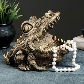Подставка для мелочей "Крокодильчик" 18х24х17 см, бронза с позолотой