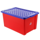 Ящик для игрушек Little Angel «Лего», 57 л, на колесах с крышкой, цвет красный - фото 405689