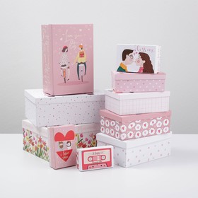 Набор подарочных коробок 10 в 1 «LOVE», 12 × 7 × 4 - 32.5 × 20 × 12.5 см