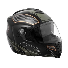 Шлем модуляр, графика, черно-зеленый, размер M, FF839