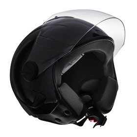 Шлем открытый с визором, черный, глянцевый, размер M, OF635
