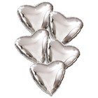 Шары фольгированные 19" «Сердца», набор 5 шт., цвет серебро - фото 7152912