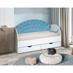 Кровать «Софа 10», 800 × 1600 мм, цвет корпуса белый / велюр бирюзовый