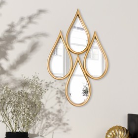 Набор настенных зеркал «Капля», зеркальная поверхность 13 × 16 см, цвет золотистый