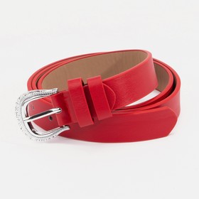 Belt, width 2.5 cm, screw, metal buckle, color red
