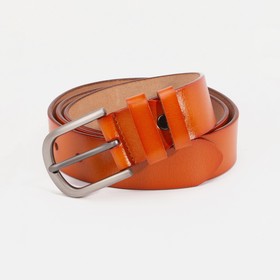 Belt, width 3.5 cm, screw, buckle dark metal, color redhead