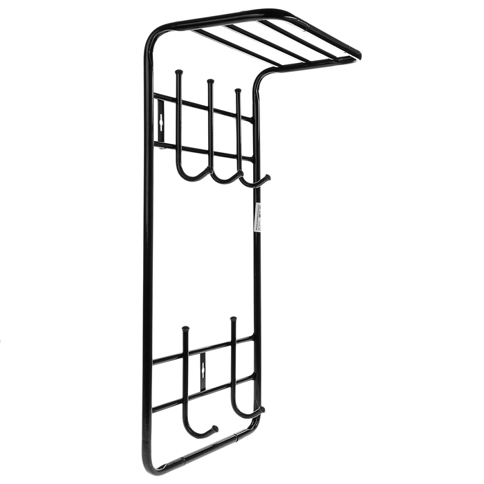Вешалка настенная с полкой, 2 яруса, цвет черный