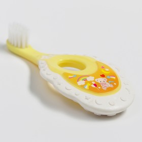 Детская зубная щетка, нейлон, с ограничителем, цвет белый/желтый