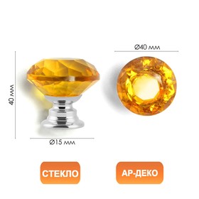 Ручка кнопка CAPPIO, цвет золото "Алмаз", стеклянная, d=40 мм