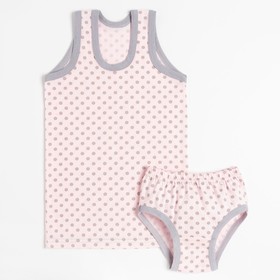 Комплект для девочки (майка, трусы), цвет розовый/горох, рост 98-104 см