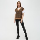 Жилет женский, цвет кофе, чёрная гусиная лапка, размер XL - фото 800610593