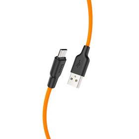 Кабель Hoco X21 Plus,  USB - Micro-USB, 2.4A, 1 м, силикон, чёрно-оранжевый