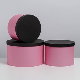 Набор коробок 3 в 1 "Розовый с черным", 18 × 18 × 13‒25 × 25 × 15 см