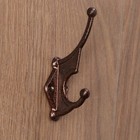 Крючок мебельный "Винтаж", двухрожковый, металл, коричнево-черный - фото 6833062