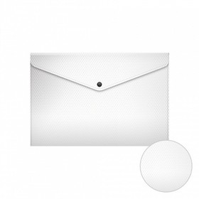 Папка-конверт на кнопке А4, 180 мкм, ErichKrause, Diamond Total White, полупрозрачная, с тиснение, белая (12 шт)