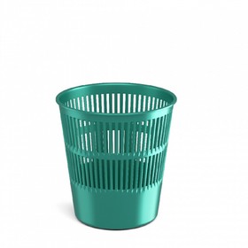 Корзина для бумаг и мусора ErichKrause Ice Metallic, 9 литров, пластик, сетчатая, зеленый металлик
