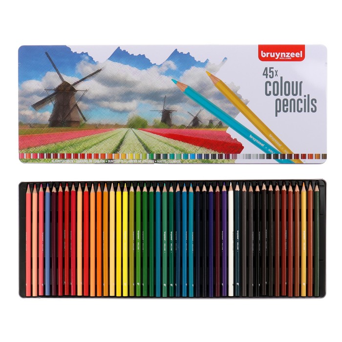 Карандаши цветные Bruynzeel "Голландия" 45 цветов, в металлической коробке