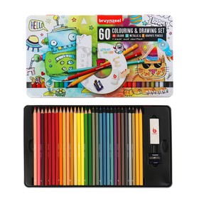 Карандаши цветные Bruynzeel "SMALL ARTISTS" 58 карандашей + ластик + точилка, в металлической коробке