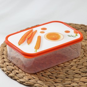 Контейнер пищевой Доляна «Морковка», 1,2 л, прямоугольный, цвет оранжевый