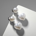 Серьги с жемчугом "Диорис" сердечки, нежность, цвет белый в серебре - фото 6834981