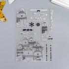 Штамп для творчества силикон "Белые мишки в шапках и шарфах" 16х11 см - фото 6910372