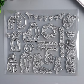 Штамп для творчества силикон "Праздничный мишка" 17х15 см