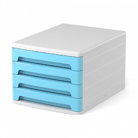 Файл-кабинет 4-секционный пластиковый ErichKrause Pastel, белый с голубыми ящиками