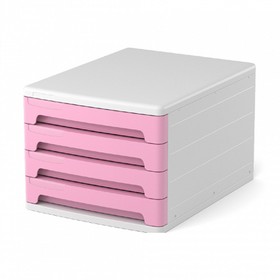 Файл-кабинет 4-секционный пластиковый ErichKrause Pastel, белый с розовыми ящиками