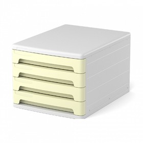 Файл-кабинет 4-секционный пластиковый ErichKrause Pastel, белый с желтыми ящиками